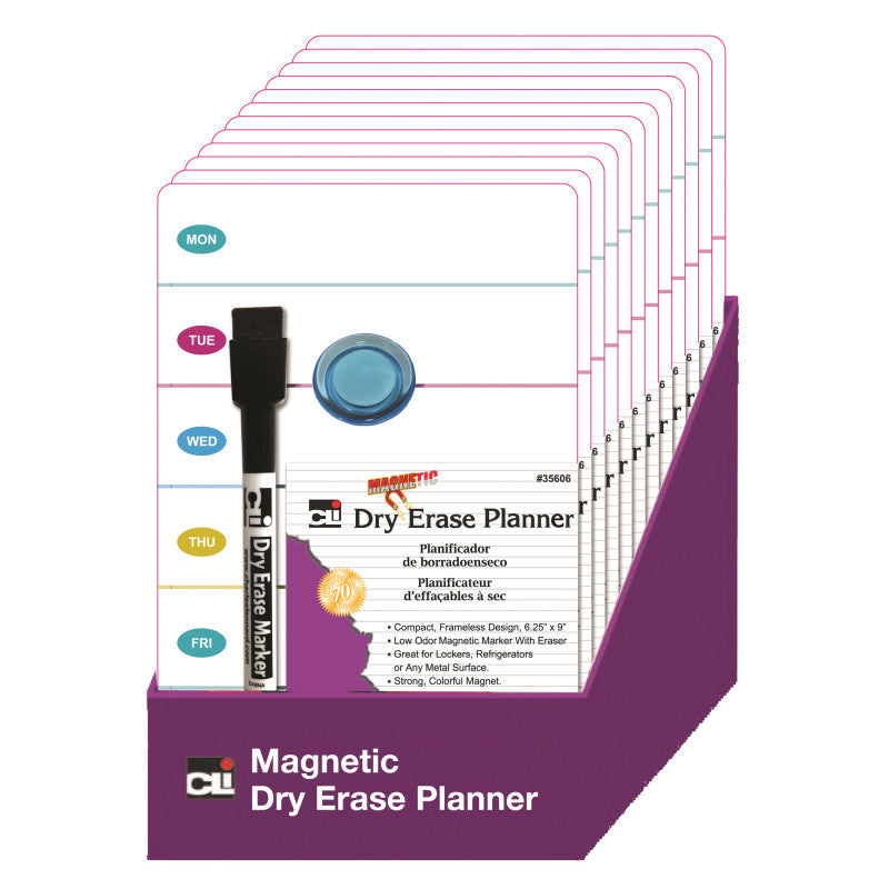 CHARLES LEONARD - Mini Magnetic Dry Erase Planning Boards with Marker & Magnet, Set of 12