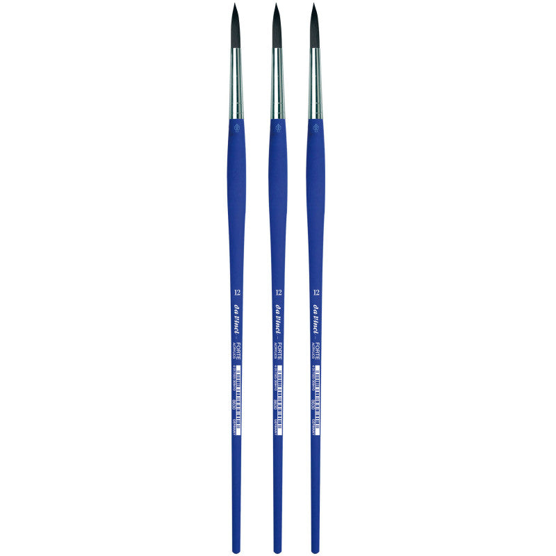 FORTE-Acrylics Student Brush, Synthetic, Acrylic & Oil, Round, Series 8630, Size 12, Pack of 3