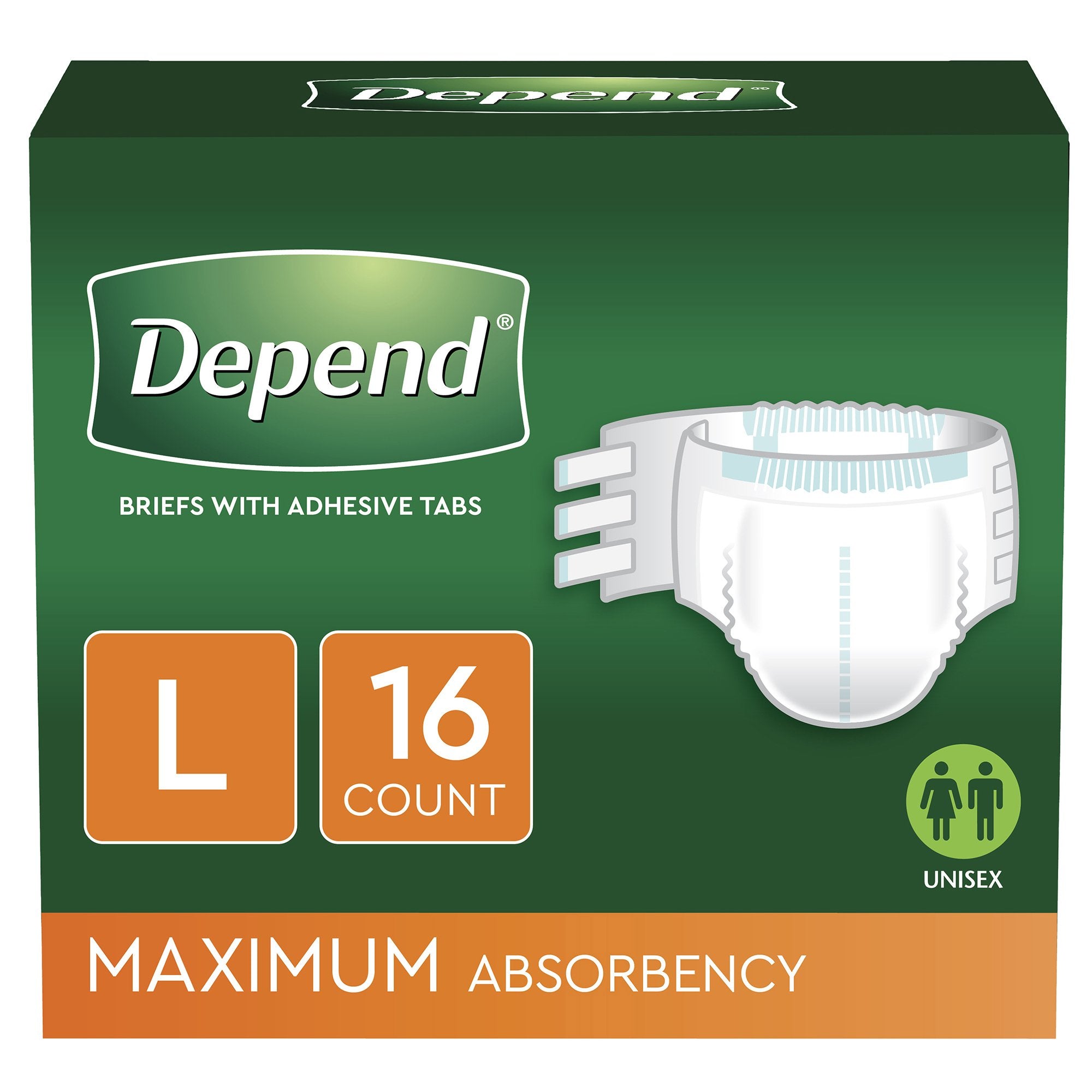 Kimberly Clark - Unisex Adult Incontinence Brief Depend® Large Disposable Heavy Absorbency [16/PK]