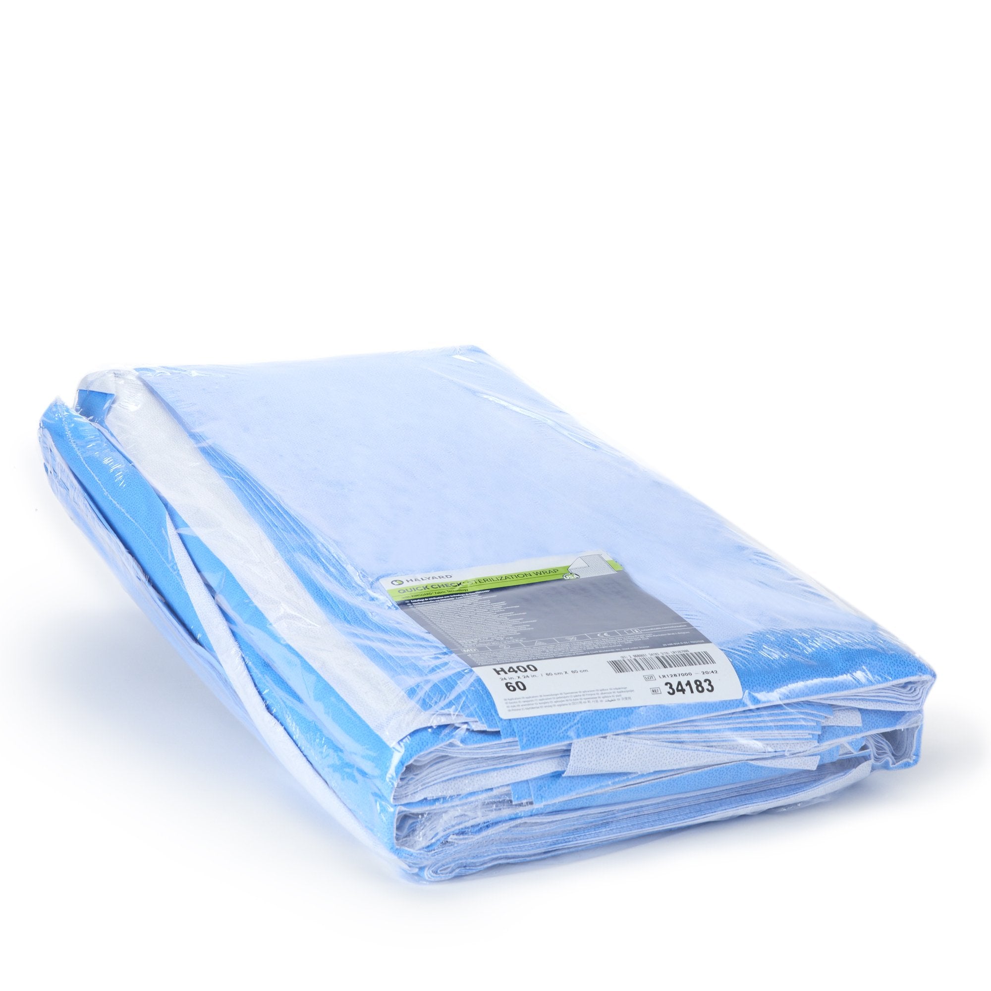 O&M Halyard Inc - QUICK CHECK* H400 Sterilization Wrap White / Blue 24 X 24 Inch Dual Layer SMS Polypropylene Steam / EO Gas / Hydrogen Peroxide [60/PK]