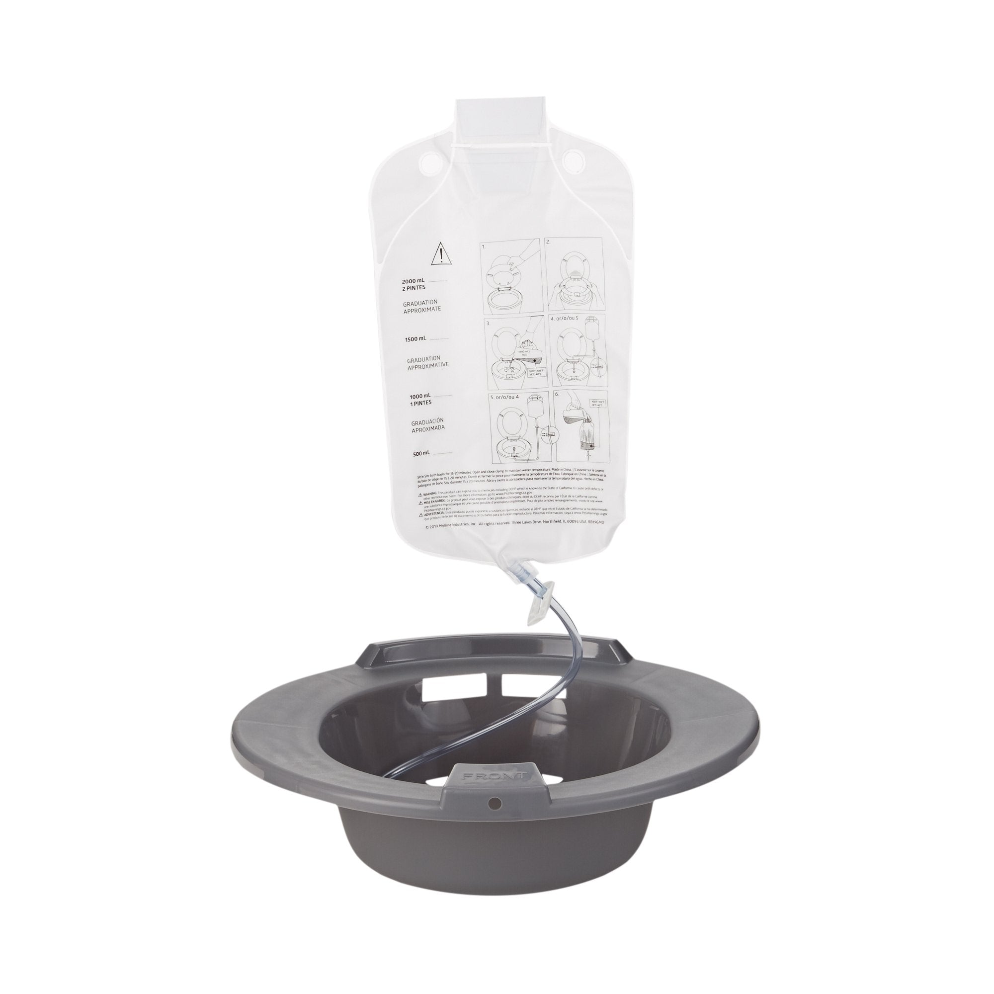 McKesson Brand - Sitz Bath McKesson Round Graphite Plastic 2000 mL Bag Graduated, 500 mL Increments up to 2000 mL [10/CS]