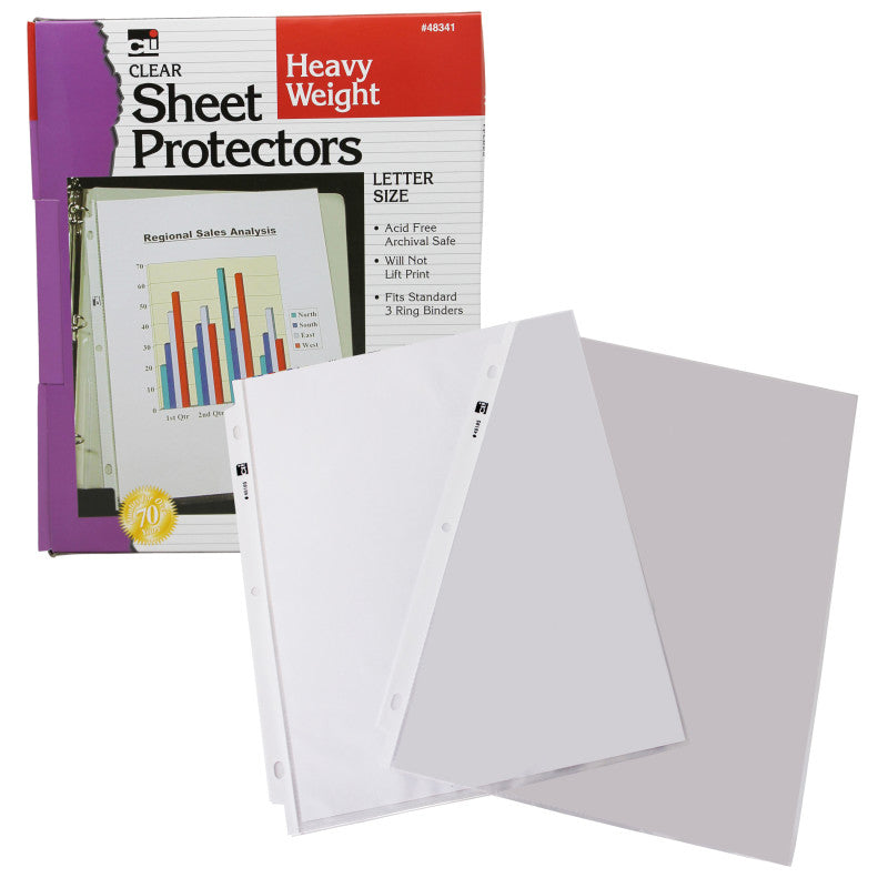 CHARLES LEONARD - Sheet Protectors, Heavy Weight, Letter Size, Clear, Box of 100