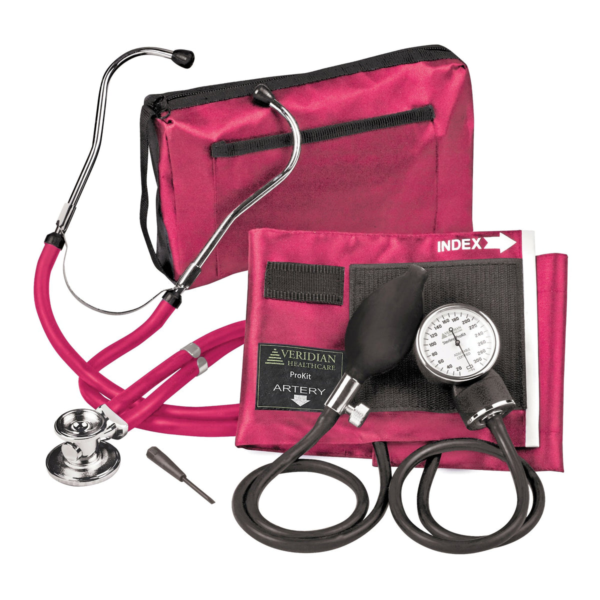 Veridian Healthcare LLC - Reusable Aneroid / Stethoscope Set Veridian 27.9 to 41.6 cm Adult Cuff Dual Head General Exam Stethoscope [1/EA] (1226100_EA)