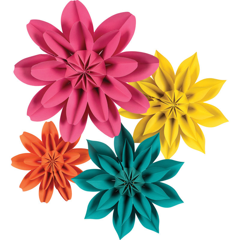 TEACHER CREATED RESOURCES - Beautiful Brights Paper Flowers, Pack of 4
