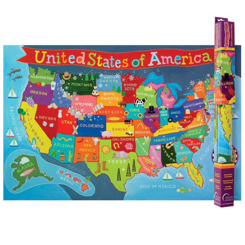 ROUND WORLD PRODUCTS - Kid's Map, United States, 24" x 36"