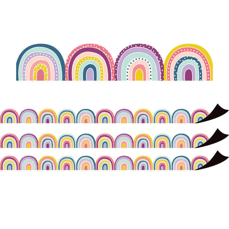 TEACHER CREATED RESOURCES - Oh Happy Day Rainbows Magnetic Border, 24 Feet Per Pack, 3 Packs
