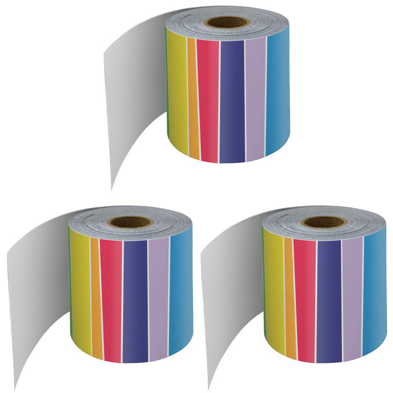 CARSON DELLOSA EDUCATION - Rainbow Rolled Straight Border, 65 Feet Per Roll, Pack of 3