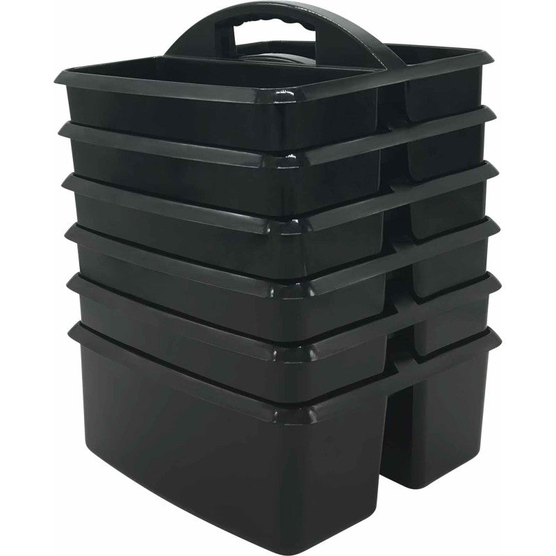 TEACHER CREATED RESOURCES - Plastic Storage Caddy, Black, Pack of 6