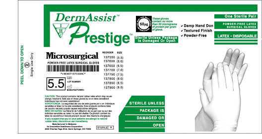 Innovative Healthcare Corp - Surgical Glove DermAssist® Prestige® Microsurgical Size 8.5 Sterile Latex Standard Cuff Length Fully Textured Brown Not Chemo Approved [100/CS]