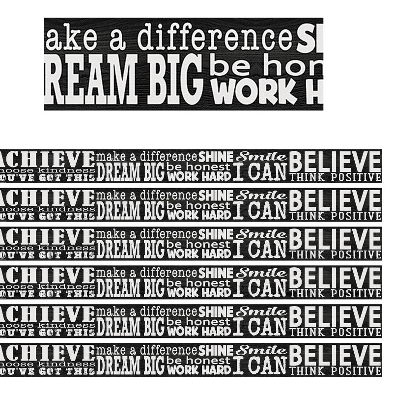 TEACHER CREATED RESOURCES - Modern Farmhouse Positive Sayings Straight Border Trim, 35 Feet Per Pack, 6 Packs