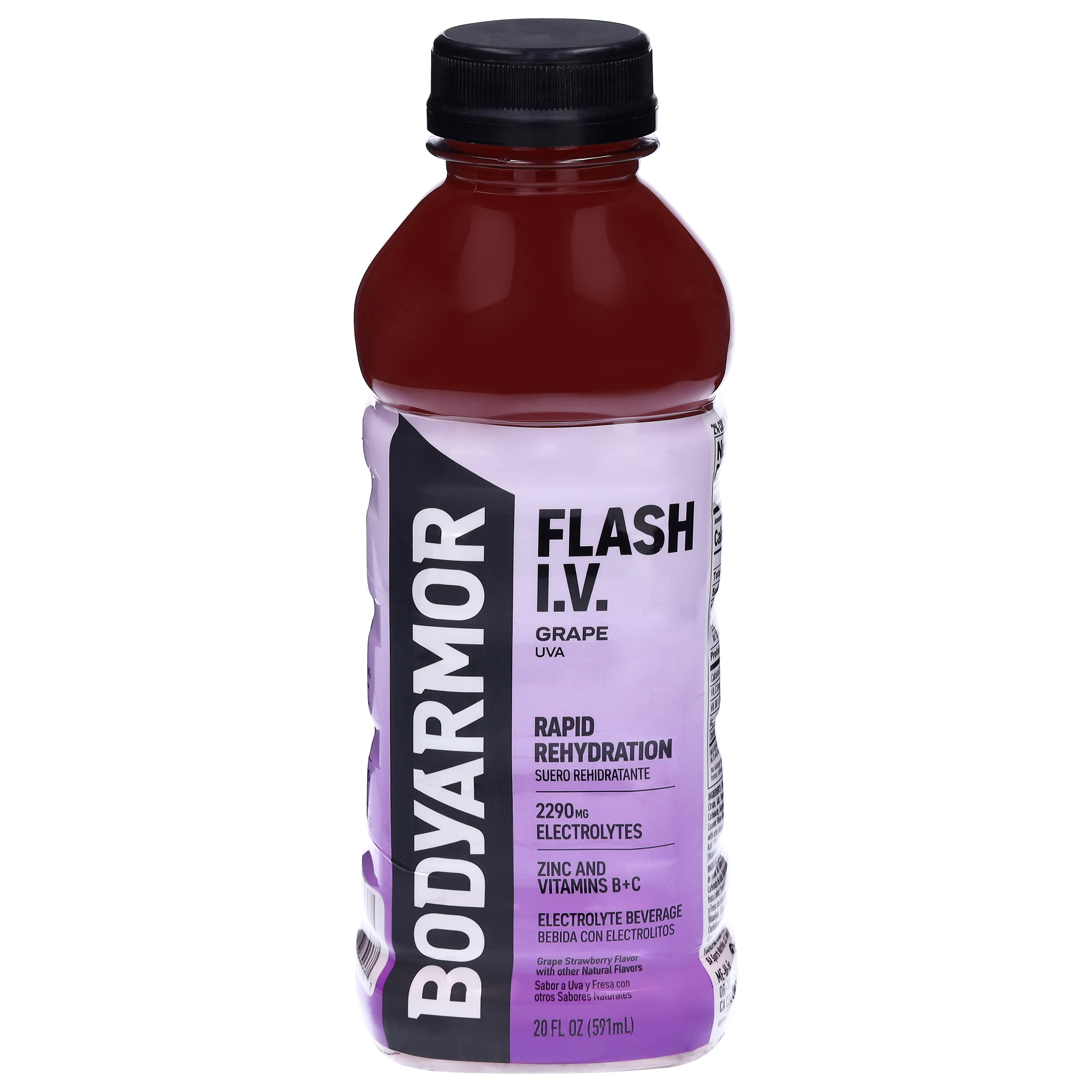 BodyArmor Flash I.V. Rapid Rehydration Grape Electrolyte Beverage 20 fl oz - Case of 12