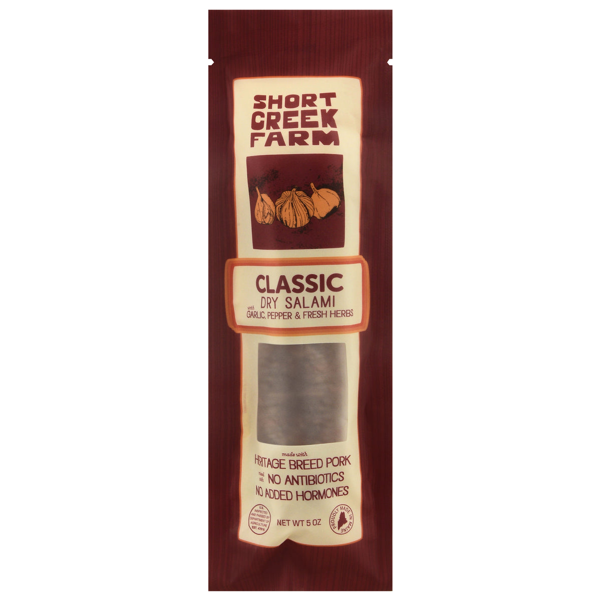Short Creek Farm Classic Dry Salami with Garlic, Pepper & Fresh Herbs 5 oz - Case of 8