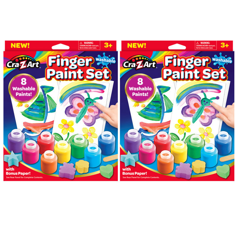 CRA-Z-ART - Washable Finger Paints Set, 8 Colors Per Set, 2 Sets