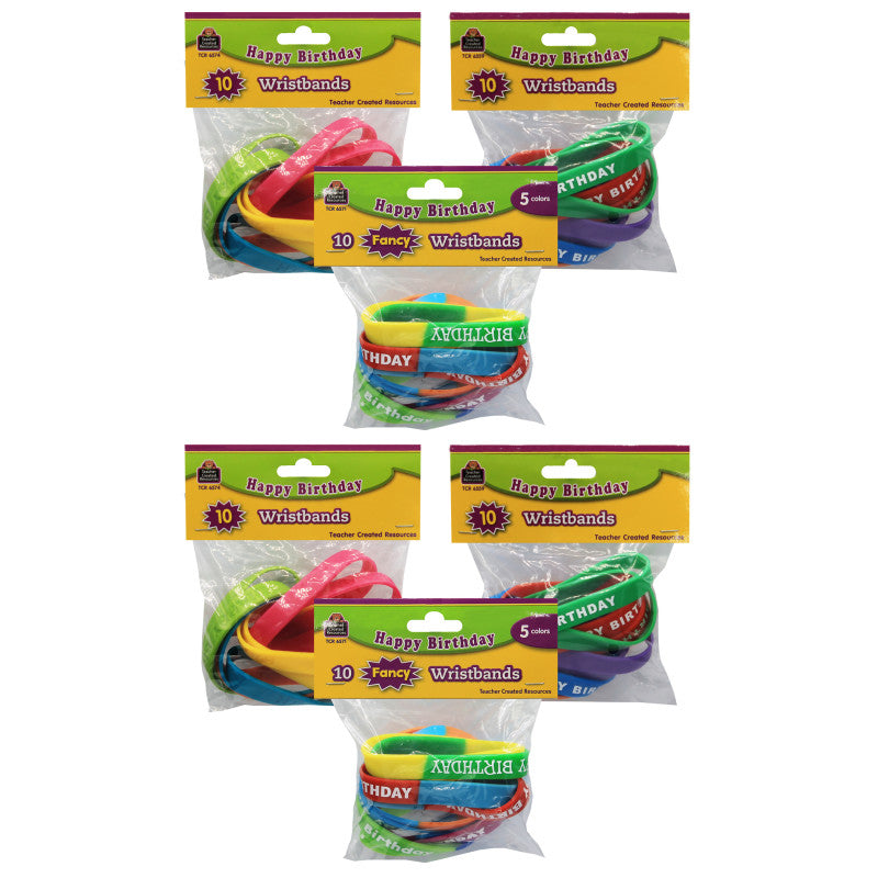 TEACHER CREATED RESOURCES - Happy Birthday Wristband Classroom Super Pack, 30 Per Pack, 2 Packs