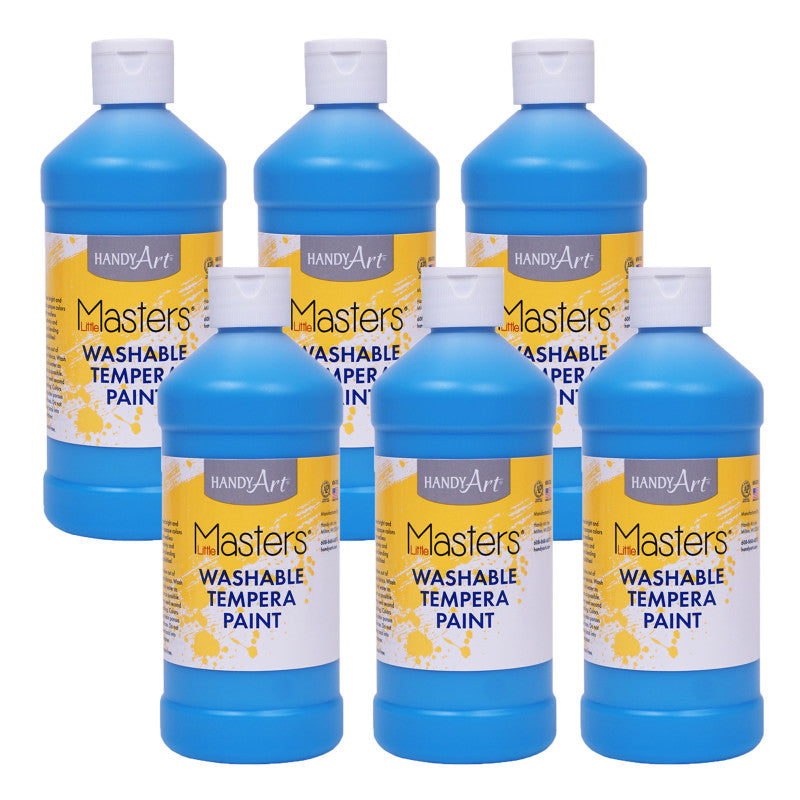 HANDY ART - Little Masters® Washable Tempera Paint, Light Blue, 16 oz., Pack of 6