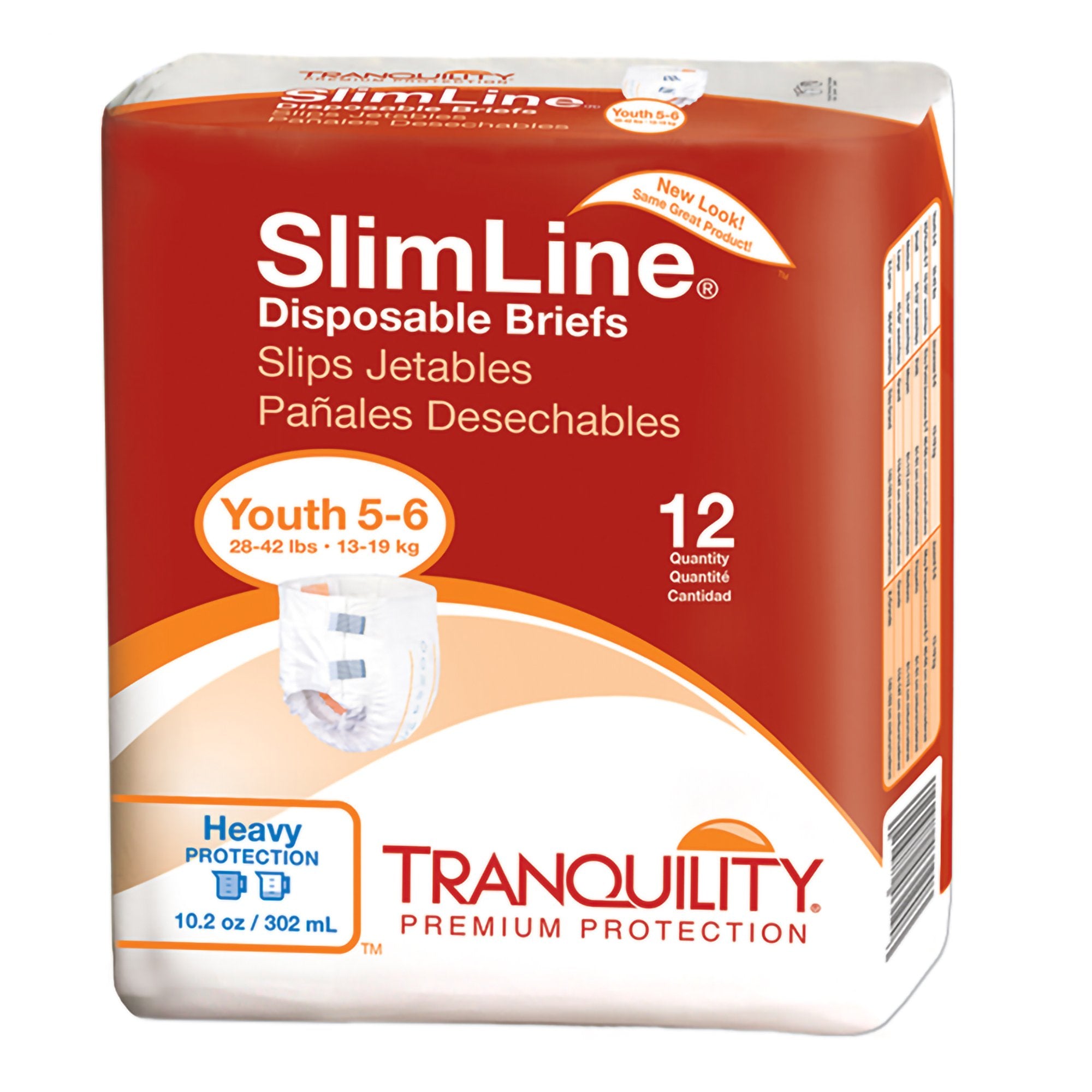 Principle Business Enterprises - Unisex Youth Incontinence Brief Tranquility® Slimline® Size 5 to 6 Disposable Heavy Absorbency [12/BG]