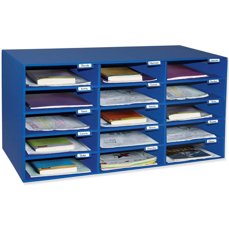 CLASSROOM KEEPERS - Mailbox, 15-Slot, Blue, 16-3/8"H x 31-1/2"W x 12-7/8"D