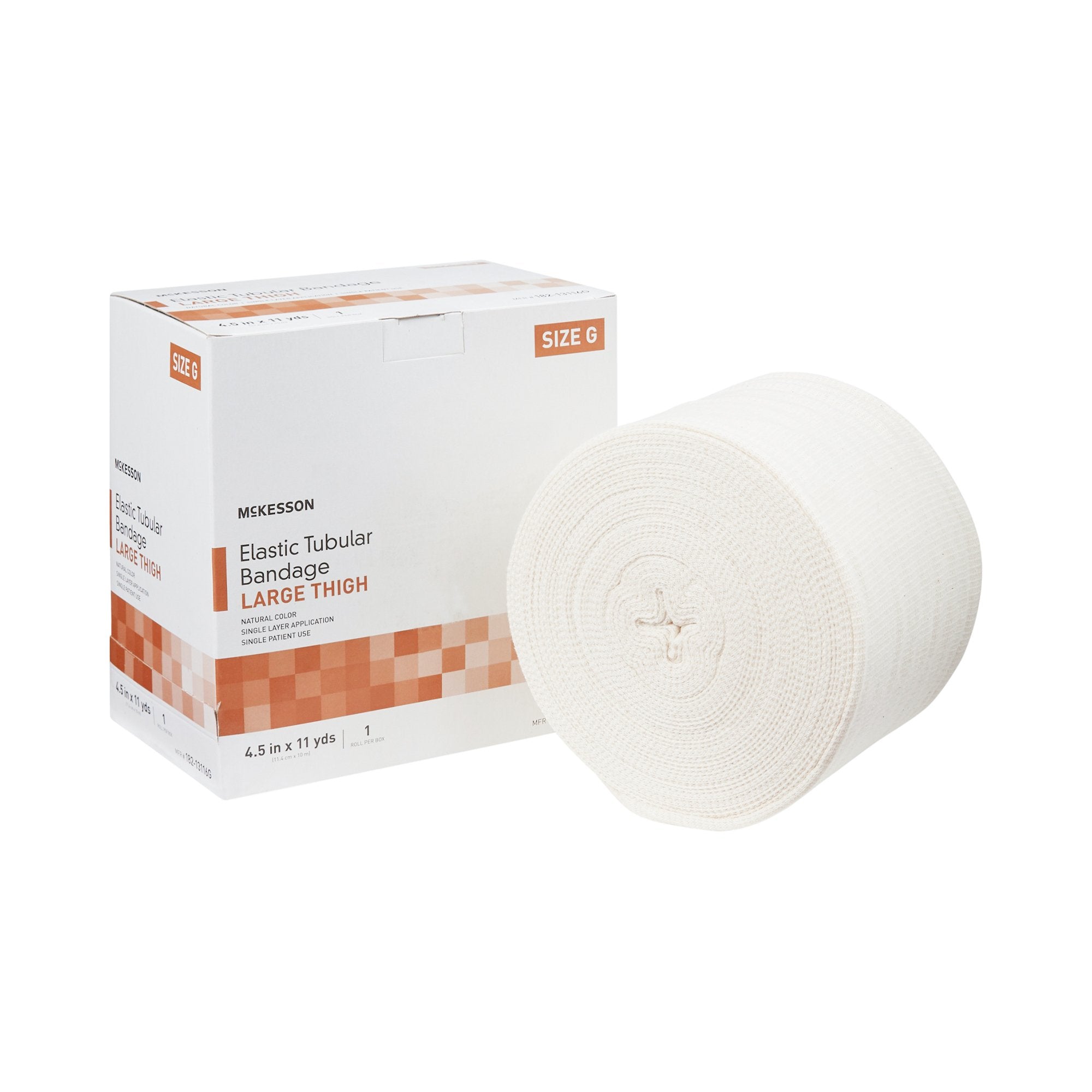 McKesson Brand - Elastic Tubular Support Bandage McKesson Spandagrip™ 4-1/2 Inch X 11 Yard Large Thigh Pull On Natural NonSterile Size G Standard Compression [1/BX]