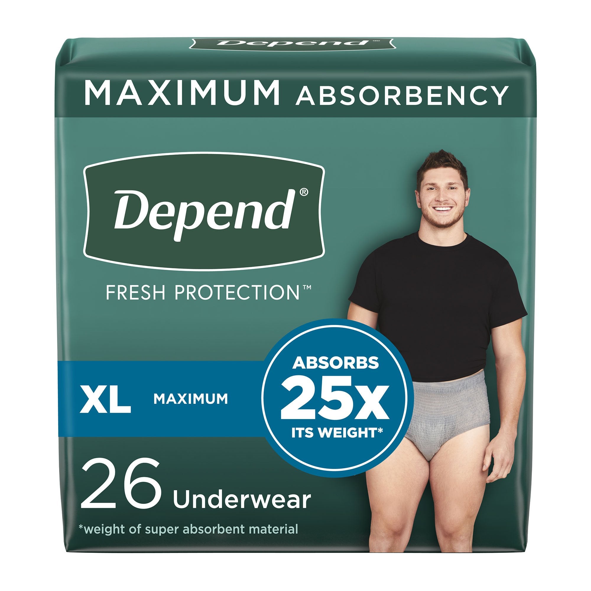 Kimberly Clark - Male Adult Absorbent Underwear Depend® Fresh Protection Waistband Style X-Large Disposable Heavy Absorbency [26/PK]