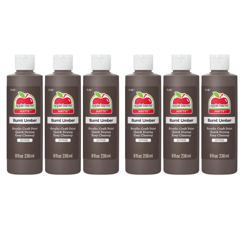 Acrylic Paint Matte, 8oz., Burnt Umber, Pack of 6