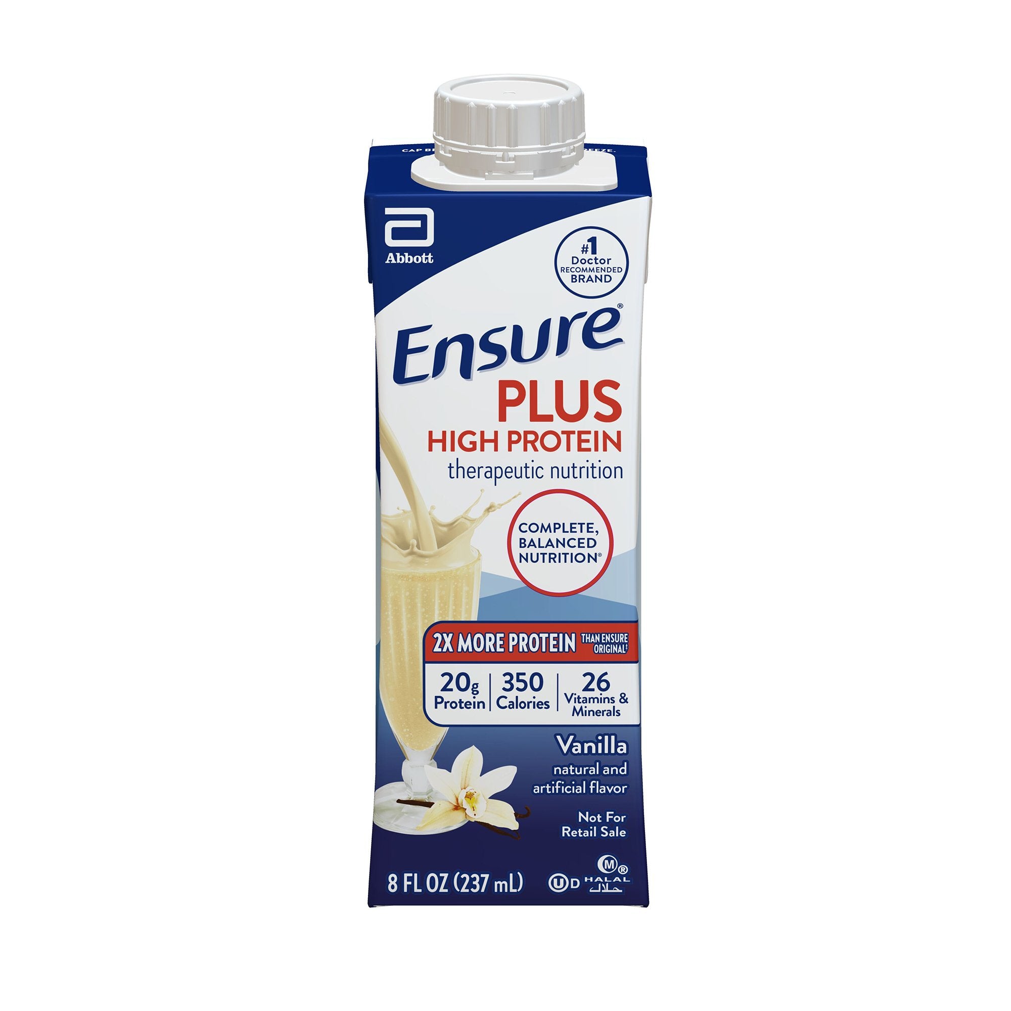 Abbott Nutrition - Oral Supplement Ensure® Plus High Protein Therapeutic Nutrition Shake Vanilla Flavor Liquid 8 oz. Reclosable Carton [1/EA]