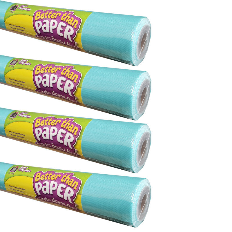 TEACHER CREATED RESOURCES - Better Than Paper® Bulletin Board Roll, 4' x 12', Light Turquoise, Pack of 4