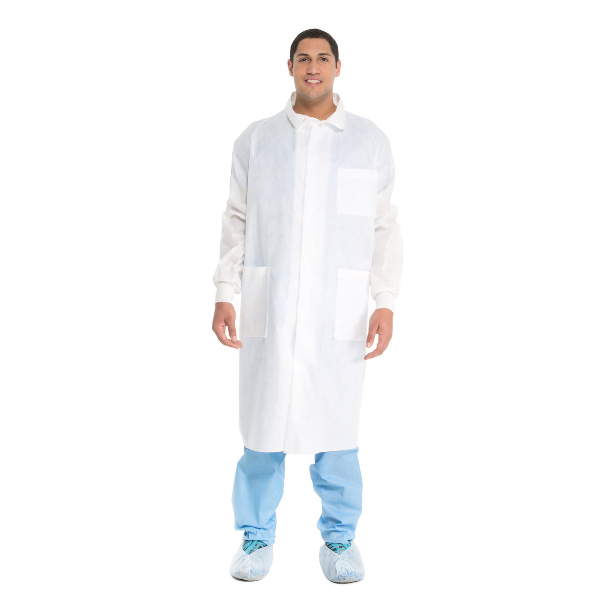 O&M Halyard Inc - Lab Coat White Large Knee Length 3-Layer SMS Disposable [25/CS]