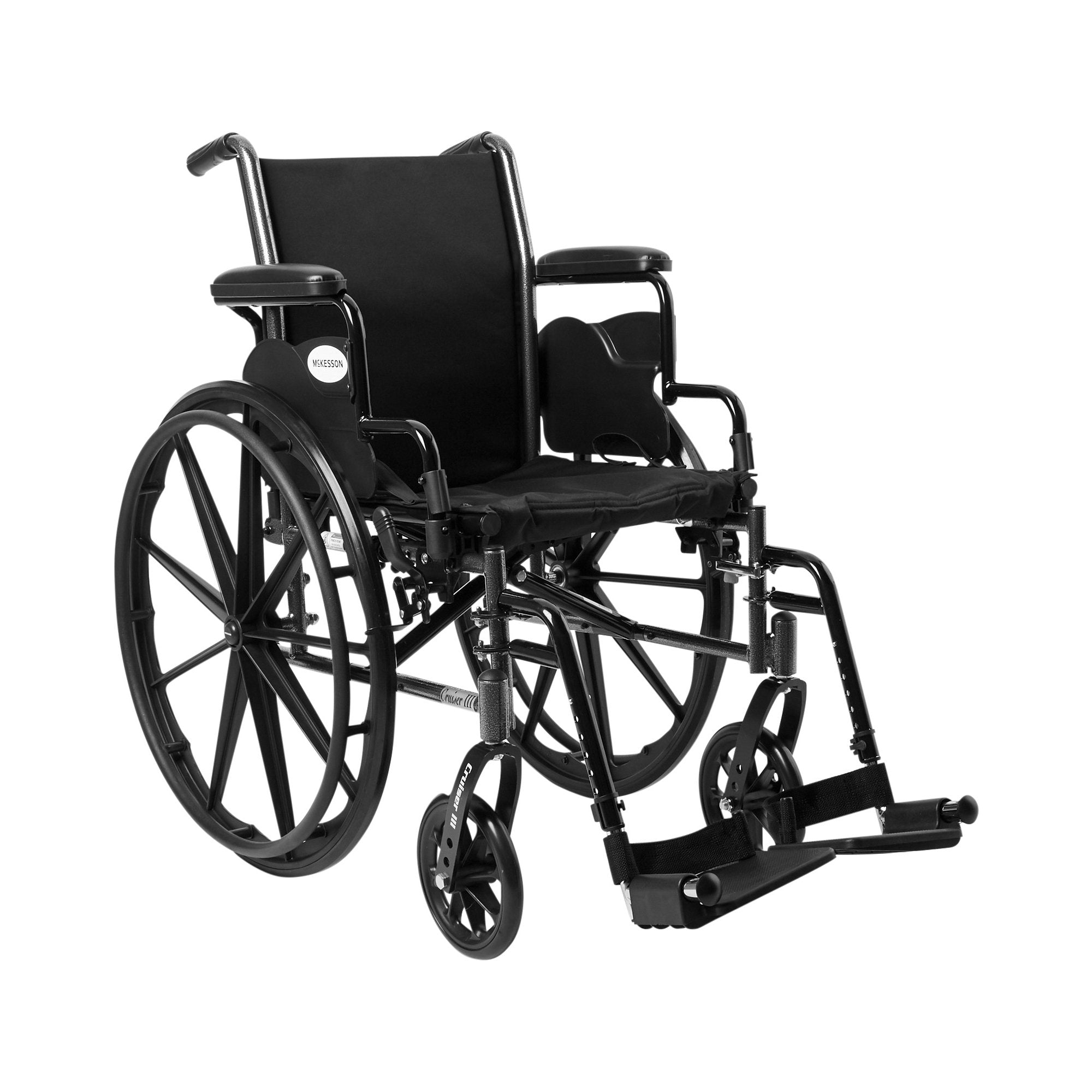 McKesson Brand - Lightweight Wheelchair McKesson Dual Axle Desk Length Arm Swing-Away Footrest Black Upholstery 16 Inch Seat Width Adult 300 lbs. Weight Capacity [1/EA]
