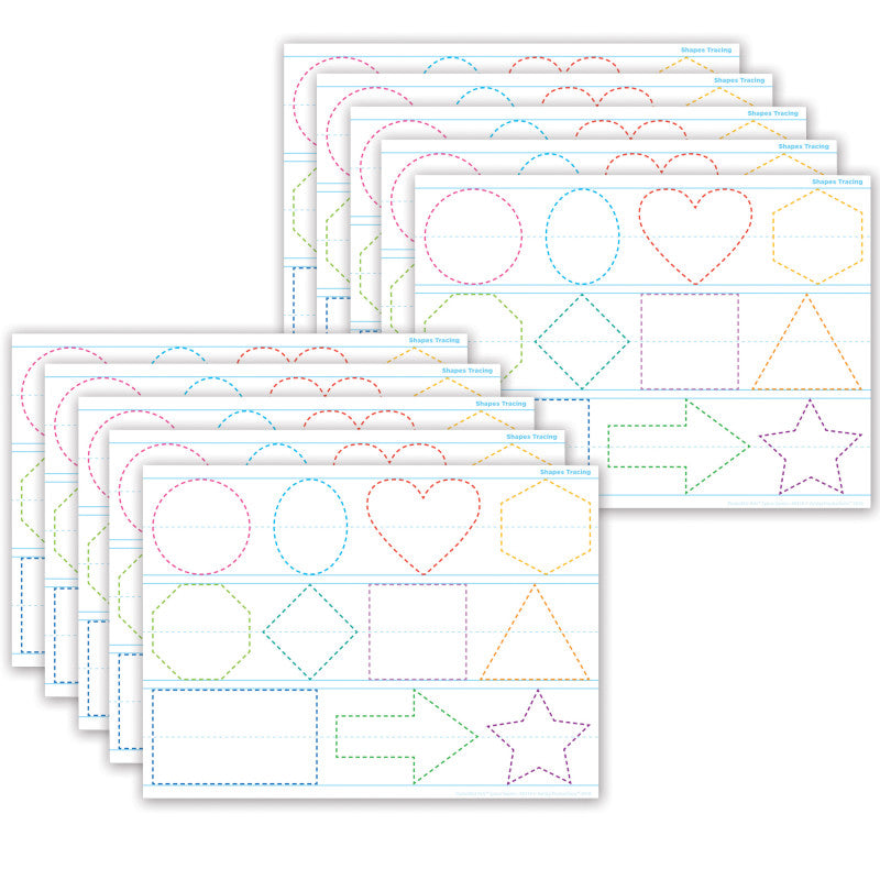 ASHLEY PRODUCTIONS - Smart Poly® PosterMat Pals™ Space Savers, 13" x 9-1/2", Shapes Tracing, Pack of 10