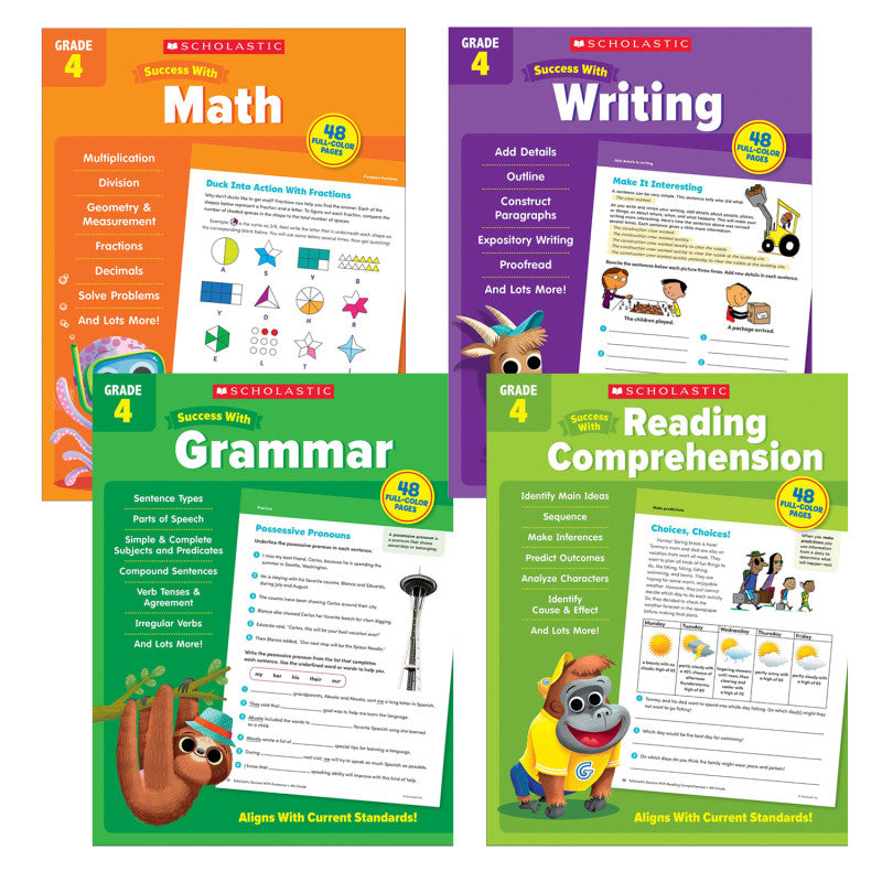 SCHOLASTIC TEACHING SOLUTIONS - Scholastic Forth Grade Success Workbooks, 4 Book Set