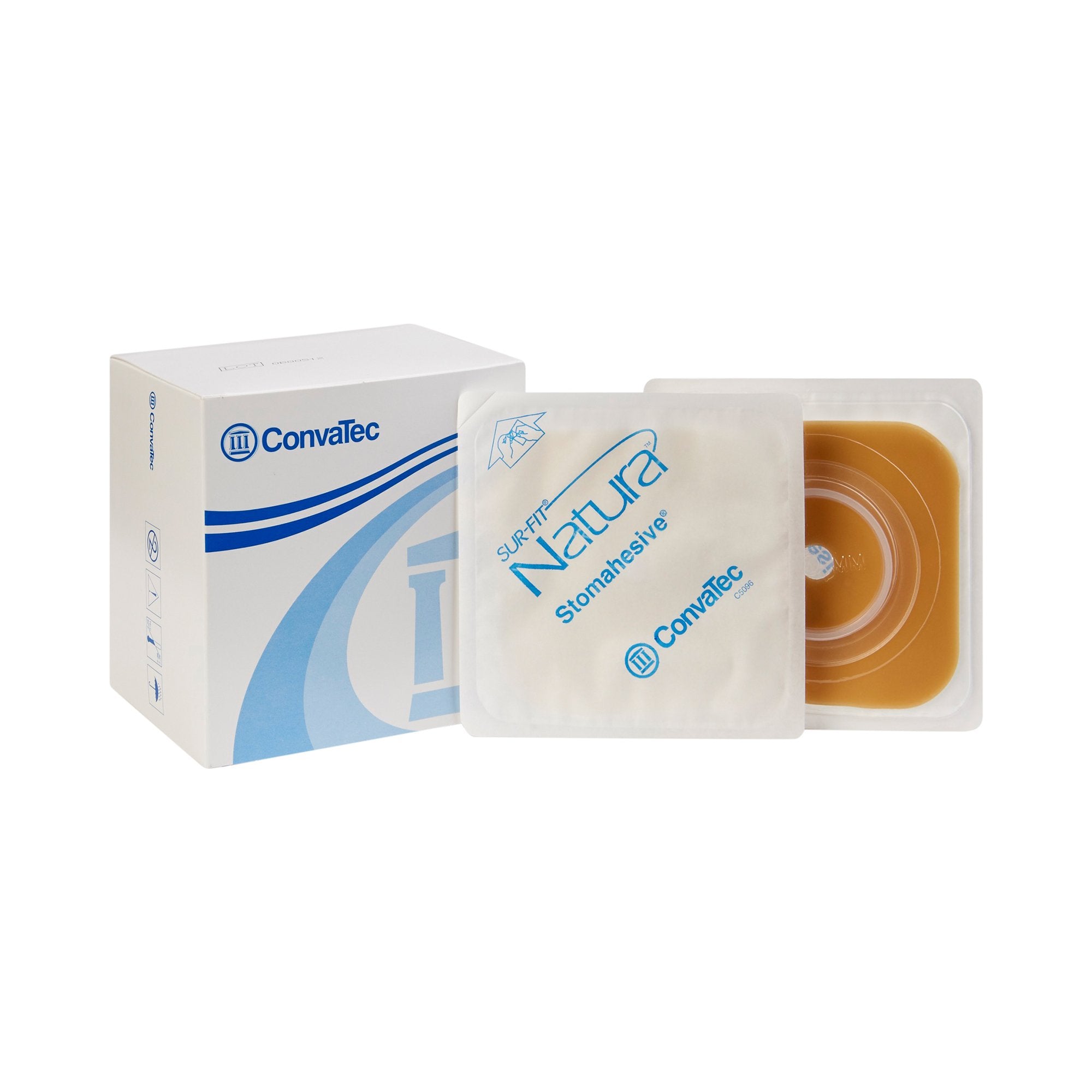 ConvaTec - Ostomy Barrier Sur-Fit Natura® Trim to Fit, Extended Wear Stomahesive® Without Tape Sur-Fit® Natura® System Hydrocolloid 1 to 1-1/4 Inch Opening 4 X 4 Inch [10/BX]