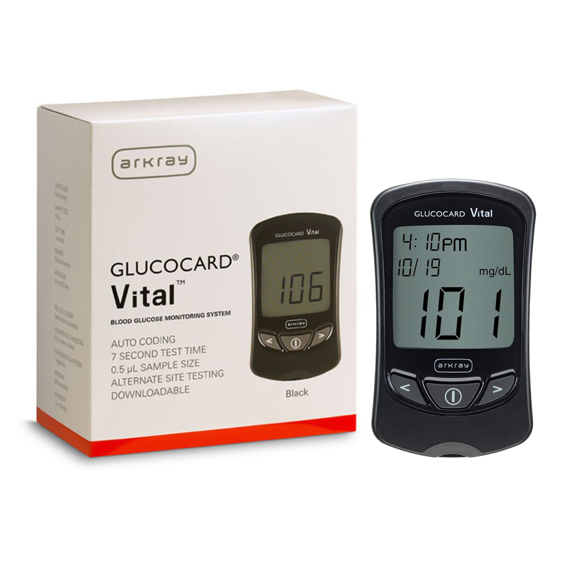 Arkray USA - Blood Glucose Meter Glucocard® Vital™ 7 Second Results Stores up to 250 Results No Coding Required [4/CS]