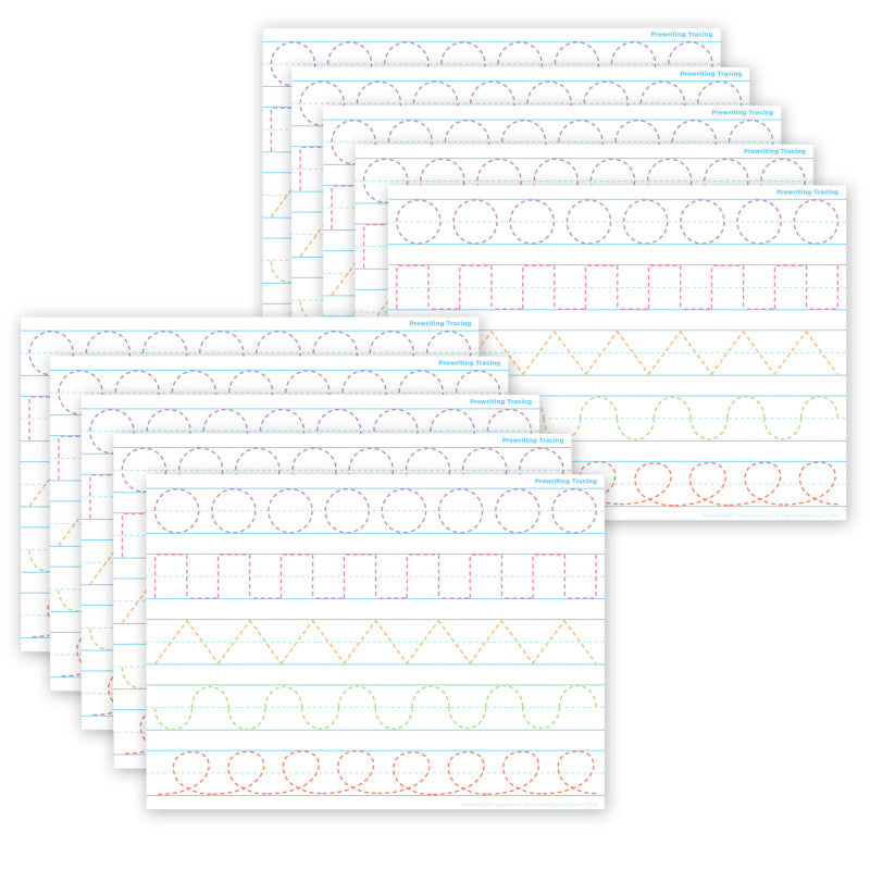 ASHLEY PRODUCTIONS - Smart Poly® PosterMat Pals™ Space Savers, 13" x 9-1/2", Prewriting Tracing, Pack of 10