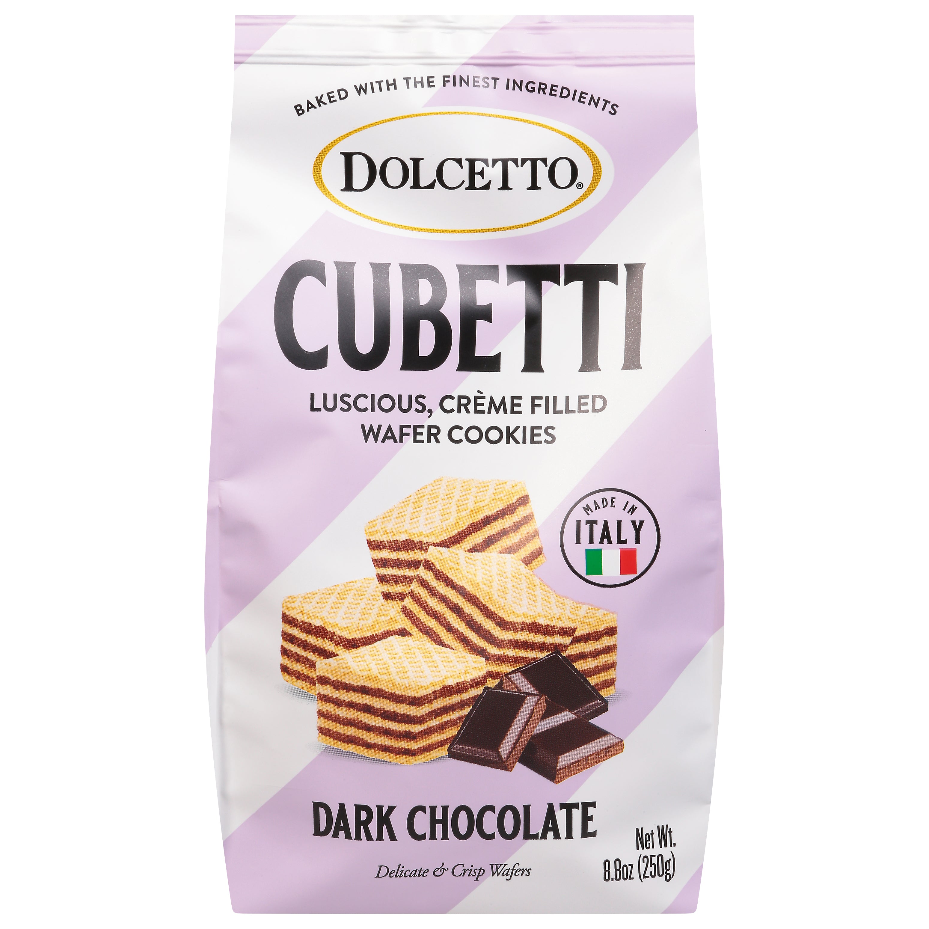 Dolcetto Cubetti Dark Chocolate Wafer Cookies 8.8 oz - Case of 10