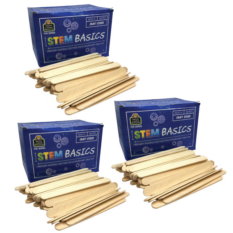 TEACHER CREATED RESOURCES - STEM Basics: Craft Sticks, 500 Per Pack, 3 Packs