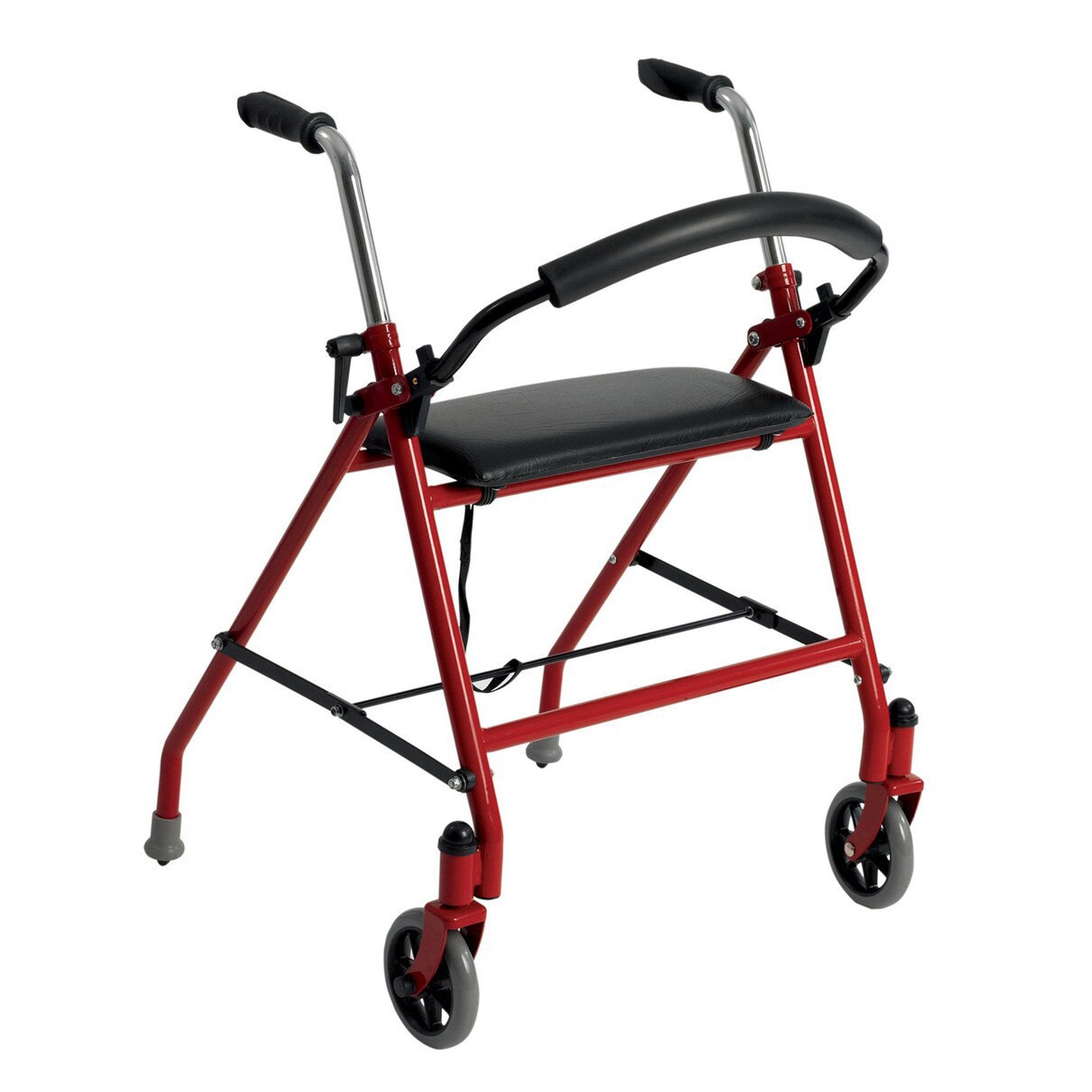Drive Medical - Dual Release Folding Walker with Wheels and Seat Adjustable Height drive™ Aluminum Frame 300 lbs. Weight Capacity 29 to 38 Inch Height [1/EA]