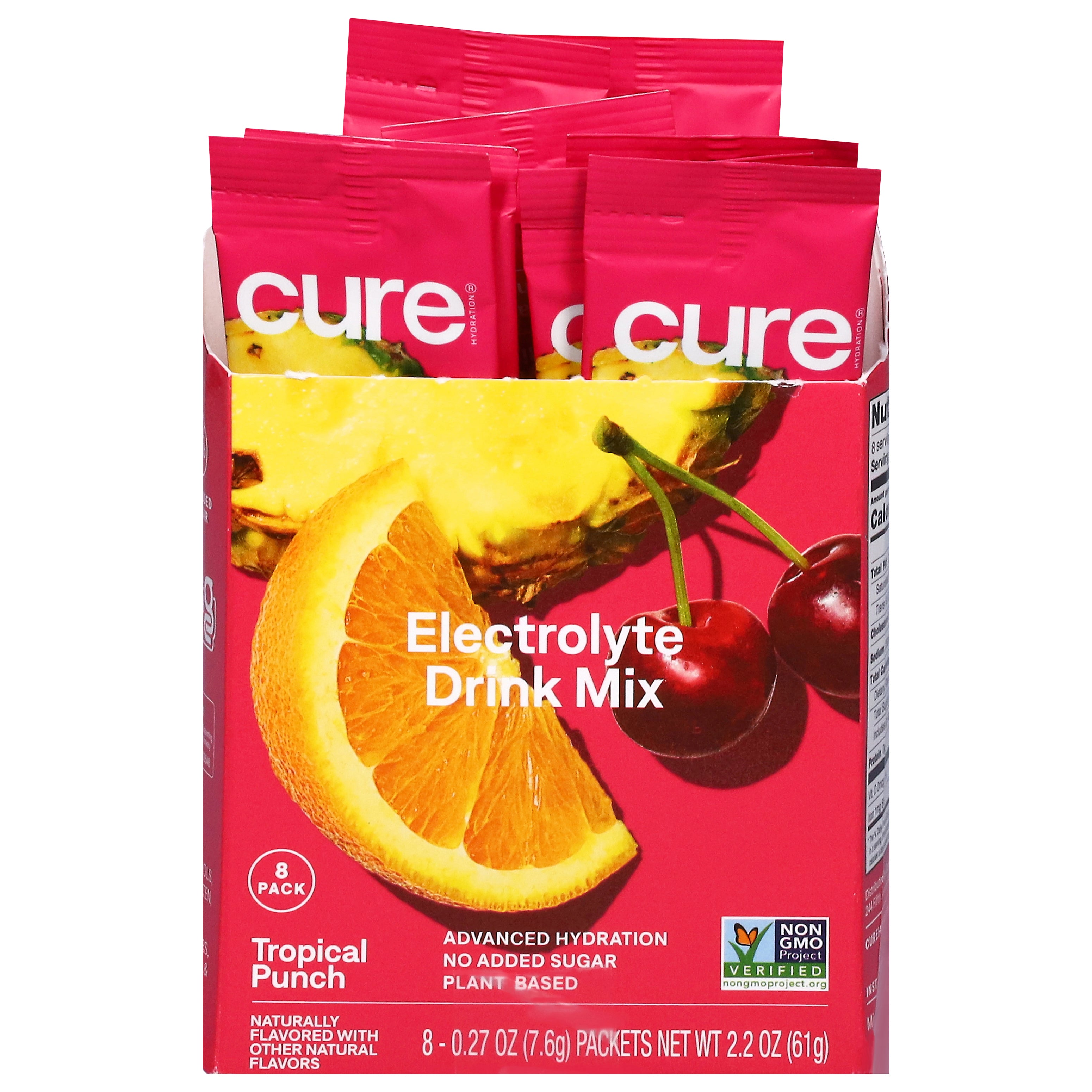 Cure Hydration Tropical Punch Electrolyte Drink Mix 8 - 0.27 oz Packets - Case of 1