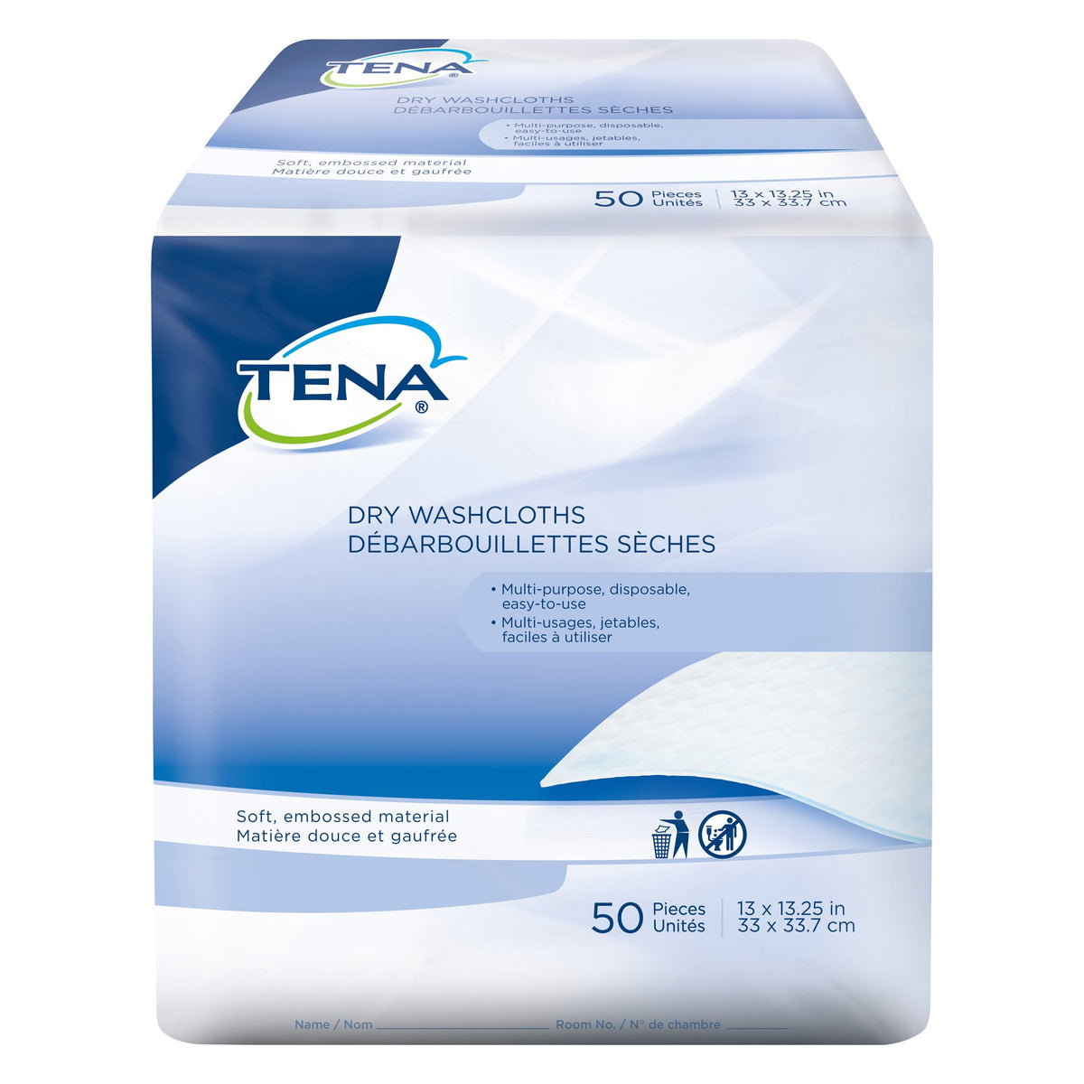 Essity HMS North America Inc - Washcloth TENA® Dry 13 X 13-1/4 Inch White Disposable [1/BG]