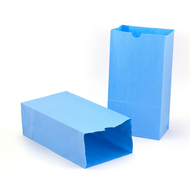 HYGLOSS - Gusseted Paper Bags, #6 (6" x 3.5" x 11"), Blue, Pack of 50