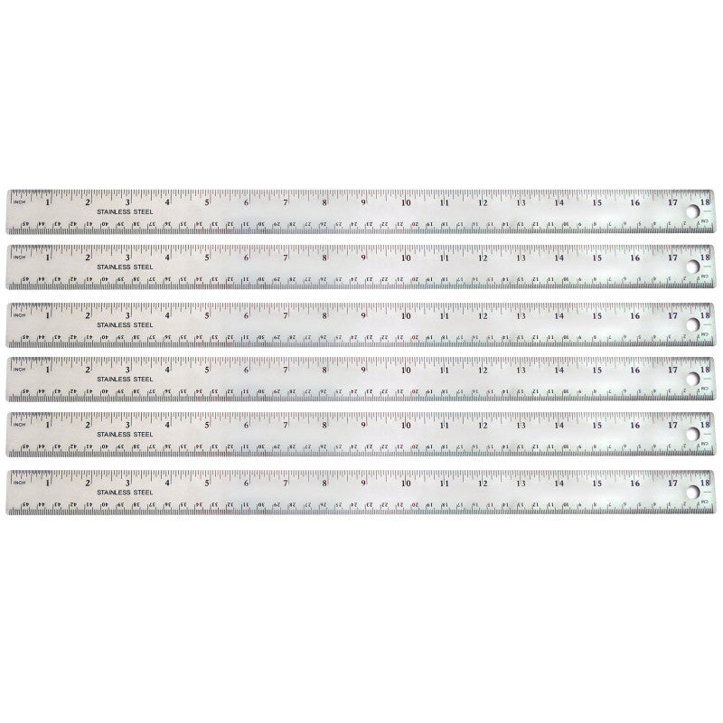 THE PENCIL GRIP - Stainless Steel Ruler, 18", Pack of 6