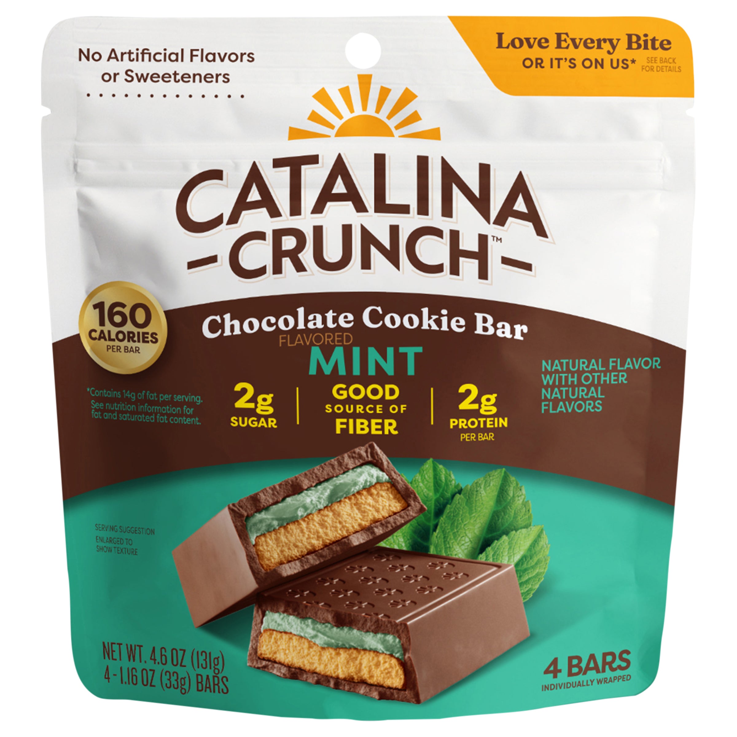 Catalina Crunch Chocolate with Mint Flavor Cookie Bar, 4-1.16 oz Bars - Case of 6