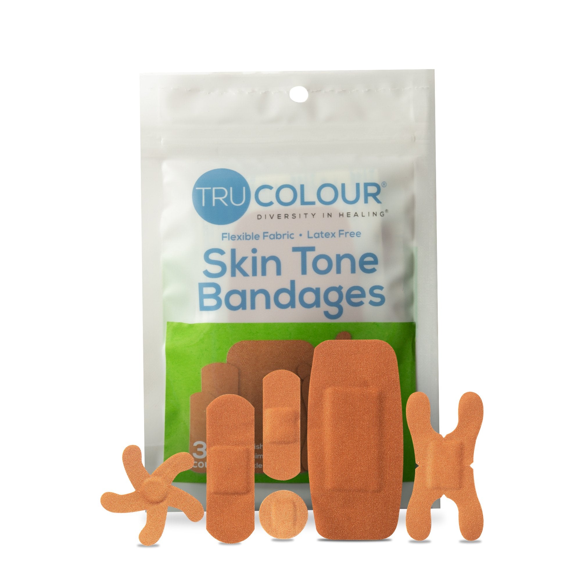 Tru-Colour Products LLC - Waterproof Adhesive Strip Tru-Colour® Assorted Sizes Fabric Rectangle / Spot / Patch / Fingertip / Knuckle Olive Sterile [30/PK]