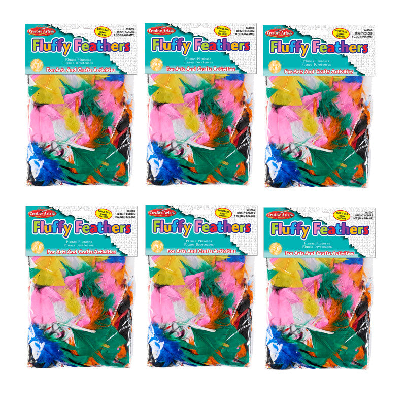 CHARLES LEONARD - Bright Hues Fluffy Turkey Feathers, 1 oz Per Pack, 6 Packs