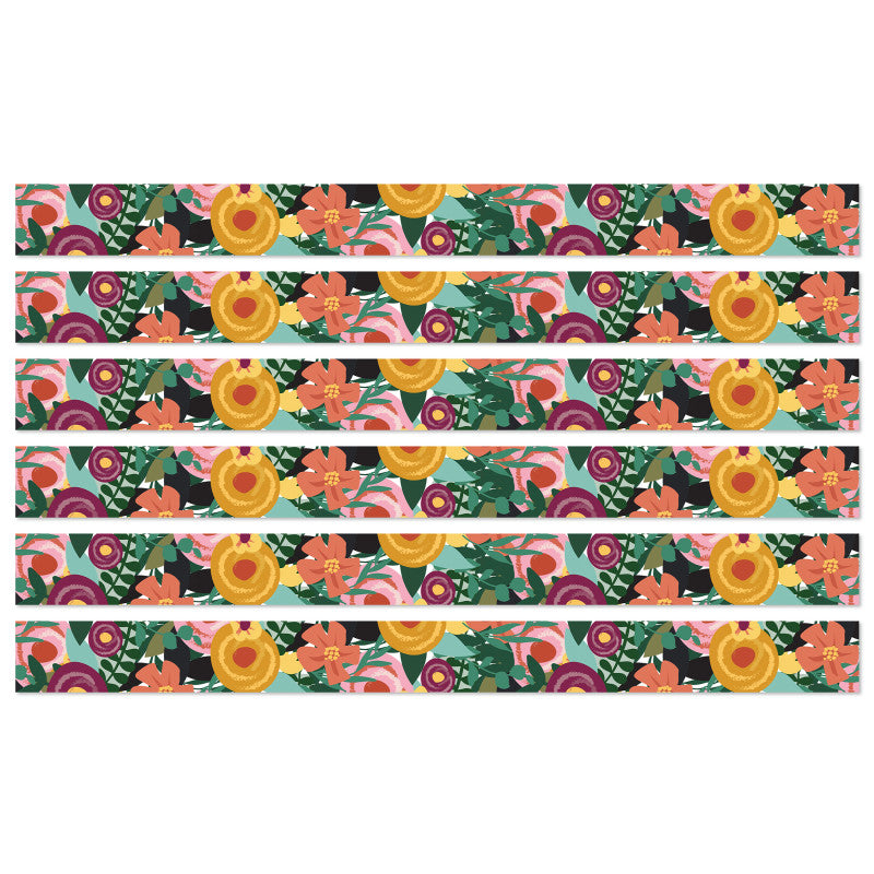 CARSON DELLOSA EDUCATION - Grow Together Floral Garden Straight Borders, 36 Feet Per Pack, 6 Packs
