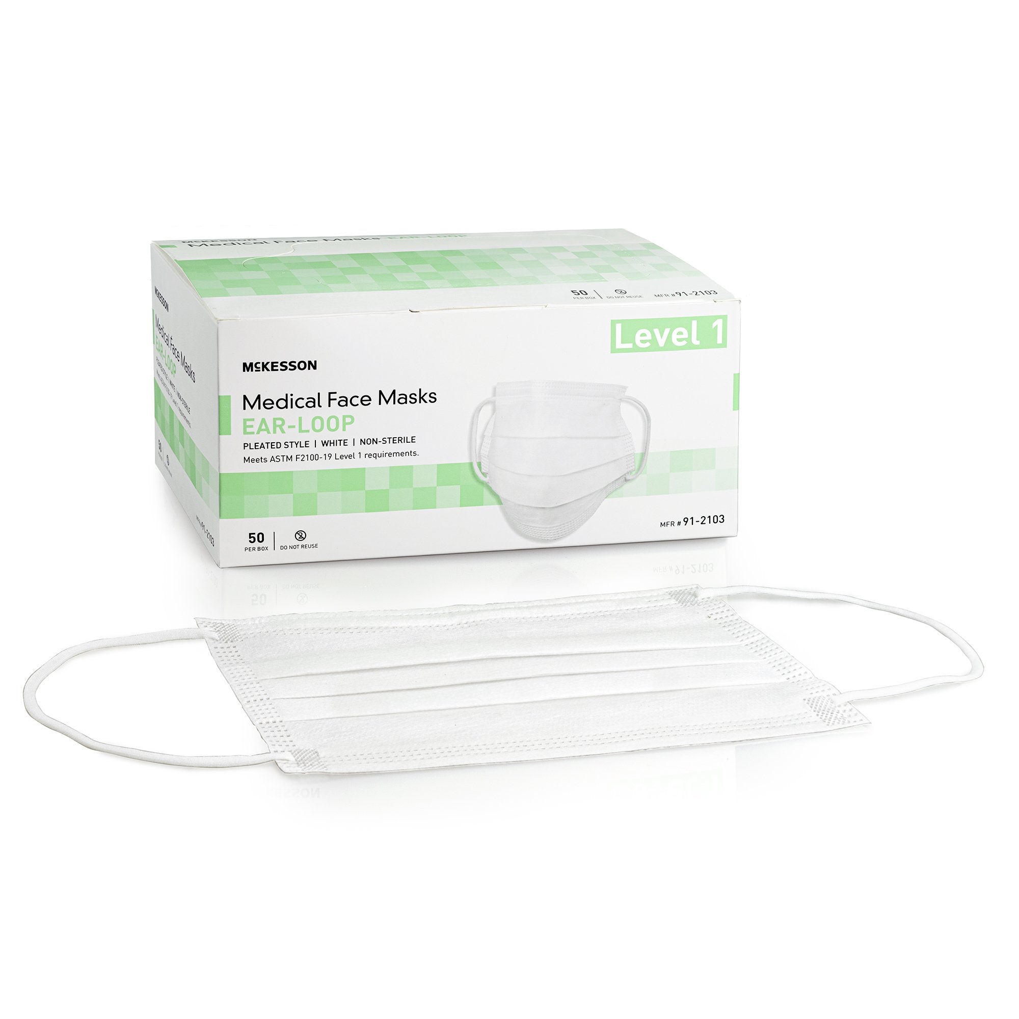 McKesson Brand - Procedure Mask McKesson ASTM Level 1 Earloops One Size Fits Most [50/BX] (1196786_BX)