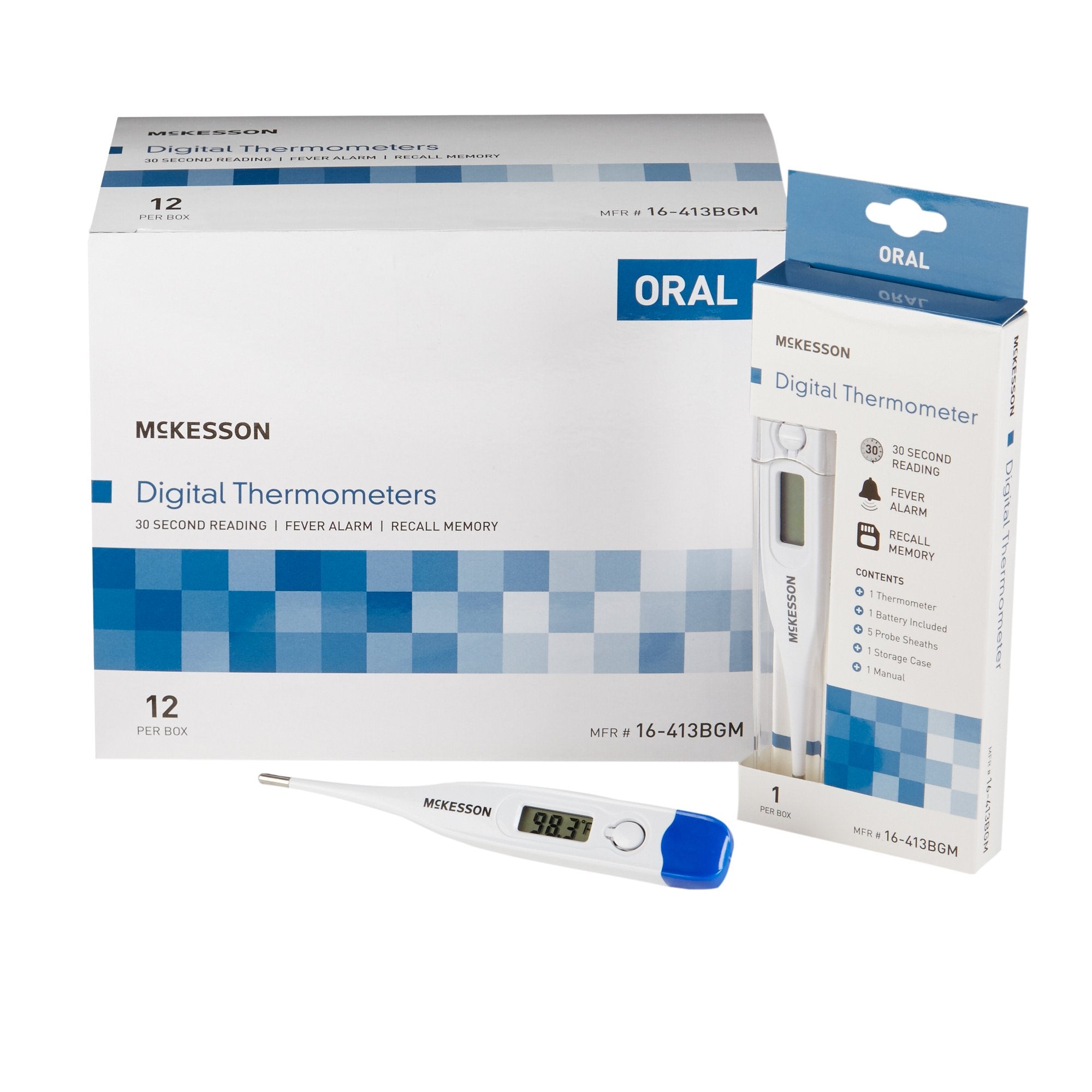 McKesson Brand - Digital Stick Thermometer McKesson Oral Probe Handheld [12/BX] (793284_BX)