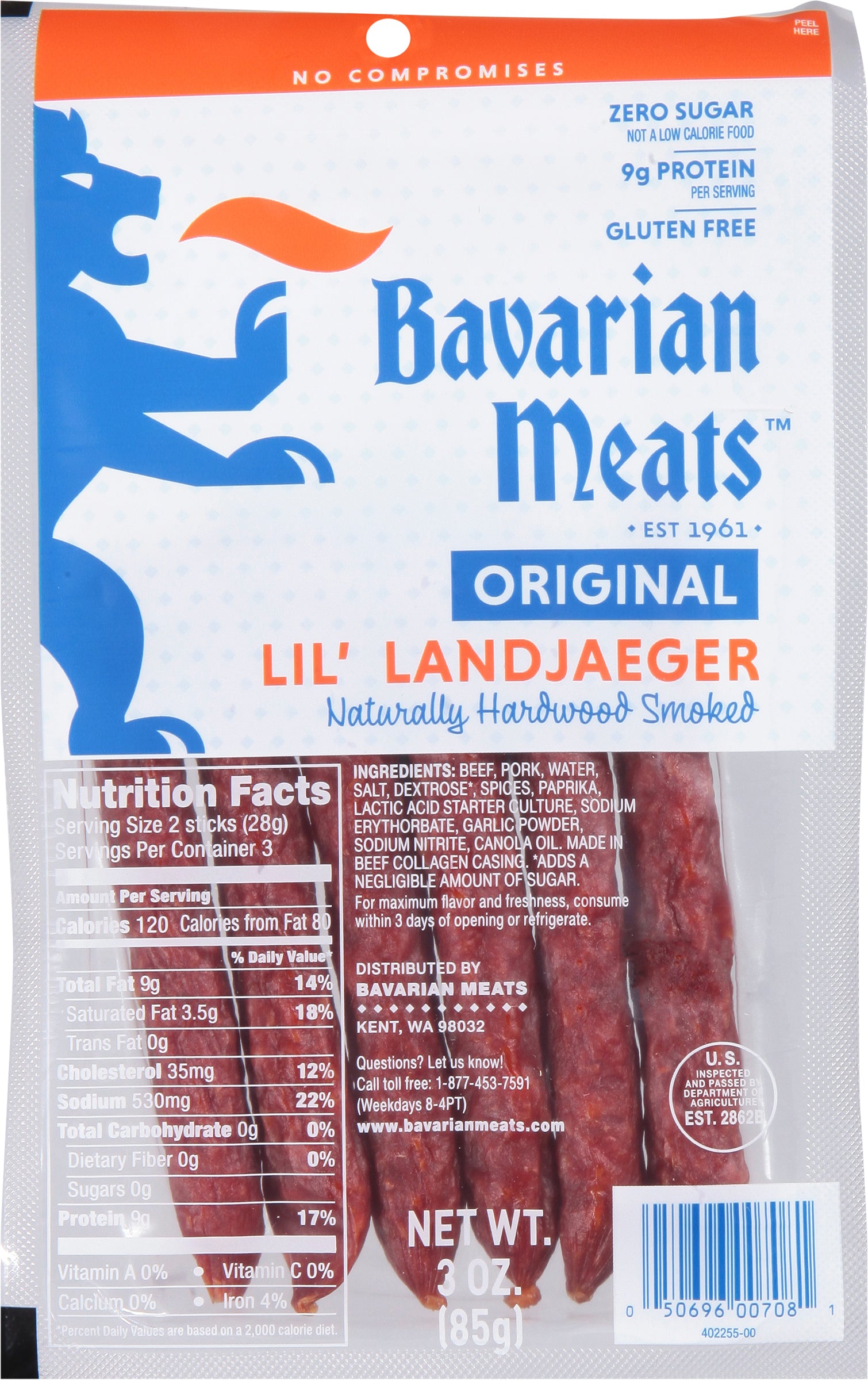 Bavarian Meats Original Lil' Landjaeger 3 oz - Case of 36