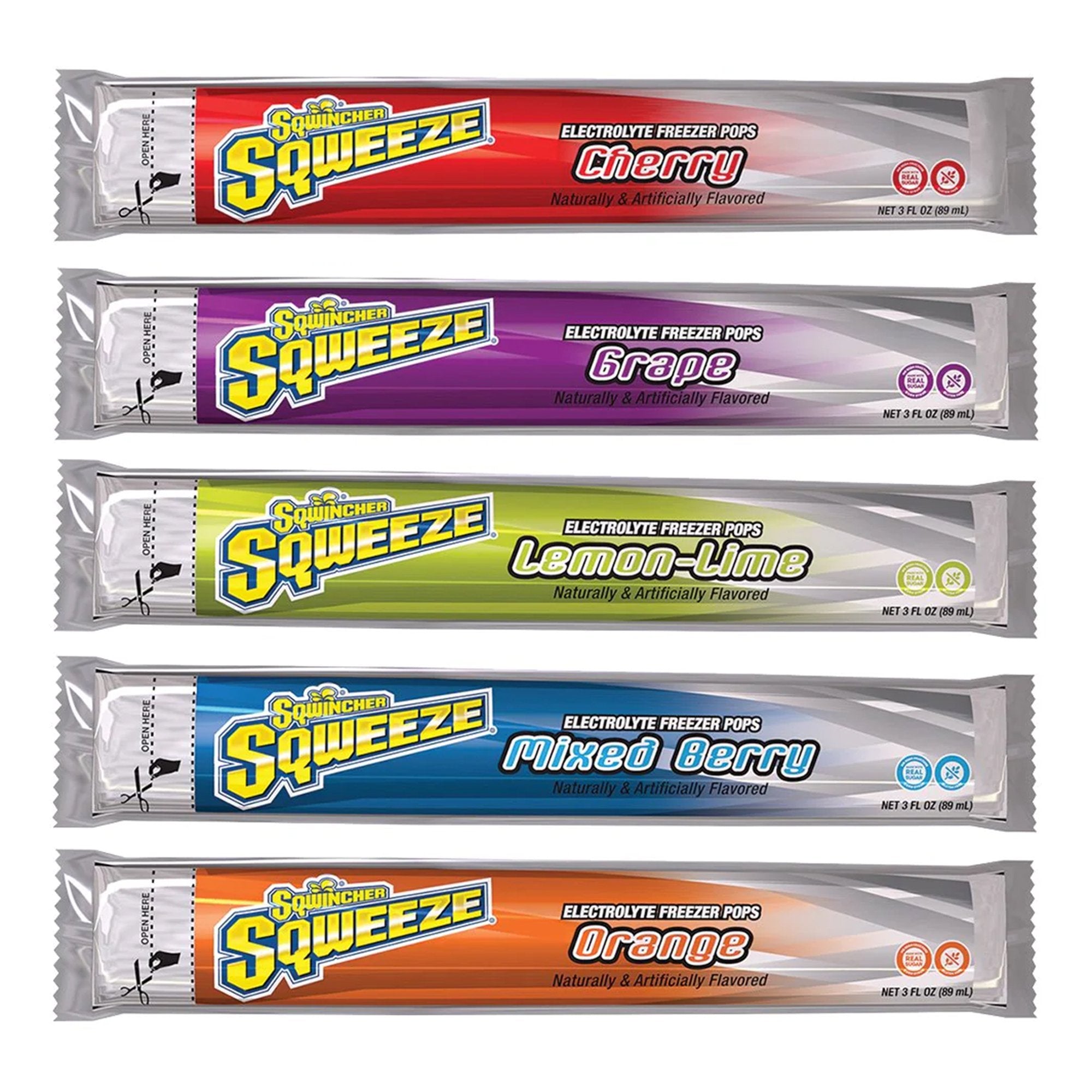 Kent Precision Foods - Oral Electrolyte Solution Sqwincher® Squeeze Freezer Pop Cherry / Grape / Lemon-Lime / Mixed Berry / Orange Flavor 3 oz. Electrolyte [150/CS]