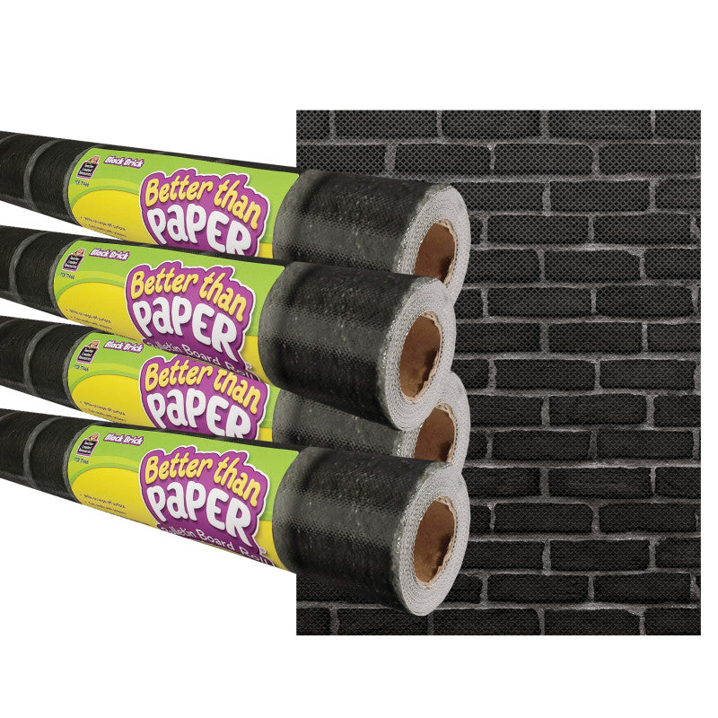 TEACHER CREATED RESOURCES - Black Brick Better Than Paper Bulletin Board Roll, 4' x 12', Pack of 4