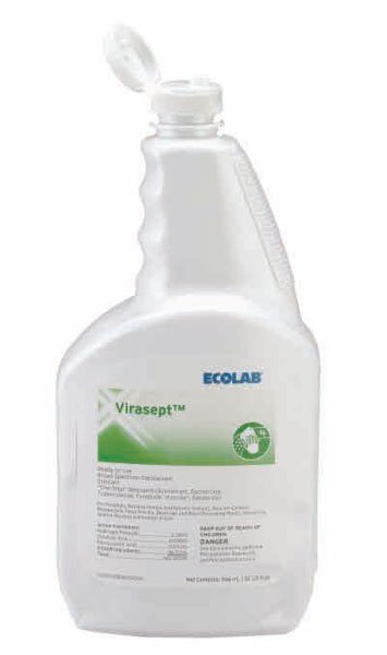 Ecolab - Virasept™ Surface Disinfectant Cleaner Peroxide Based Manual Squeeze Liquid 32 oz. Bottle Pungent Scent NonSterile [12/CS]